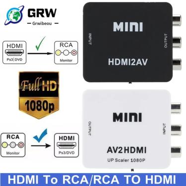 Imagem de Adaptador HDMI para AV Scaler  Conversor de Vídeo Composto  Mini HD2AV AV para HDMI  HD 1080P  RCA