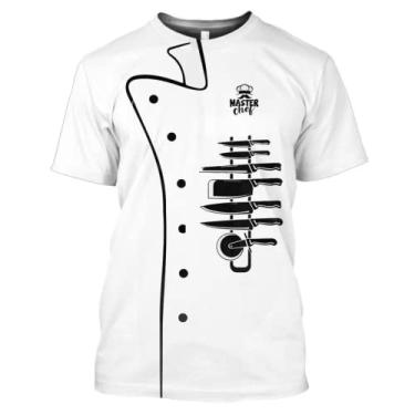 Imagem de FADAAR Camisa Chef Camisetas Masculinas 3D Roupas Masculinas Gola O Barata Manga Curta Moda Punk Streetwear (2, GG)