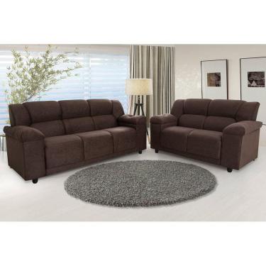 Imagem de Conjunto Estofado 2 e 3 Lugares Manaus Hellen Estofados Marrom
