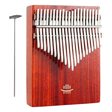 Imagem de 17||Piano de polegar Kalimba de 21 teclas, piano de dedo de bolso, percussão de dedo marimba, piano Mbira para amantes de música, com piano de martelo de afinação, (18 cm x 13 cm) madeira de pera de