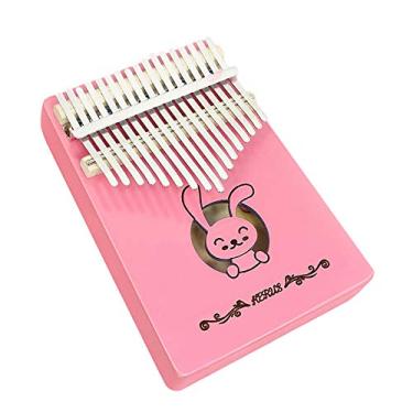 Imagem de Piano de dedo 17 teclas série rosa Kalimba instrumento de polegar, piano de dedo de polegar de bolso, piano Mbira para amantes de música, com martelo de afinação (18 cm x 13 cm) rosa 14