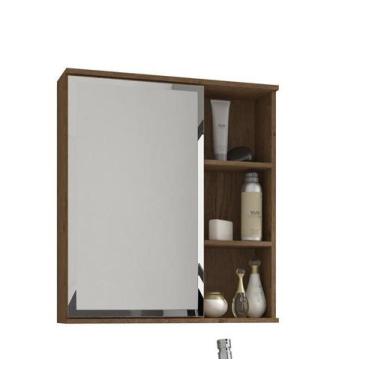 Imagem de Espelheira Para Banheiro 1 Porta E Prateleiras Amendoa - Mgm