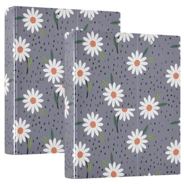 Imagem de Fichários de caderno de margaridas brancas de 3,8 cm, fichários redondos com prancheta, pacote com 1/2 fichários sortidos, 200 folhas