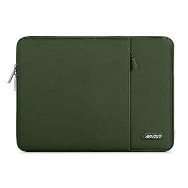 Imagem de Capa MOSISO para laptop de 13 a 13,3 polegadas, compatível com MacBook Air/Pro 13”/Pro 14”, notebook HP, Dell, ASUS, Lenovo, bolsa vertical de poliéster com bolso, verde-militar