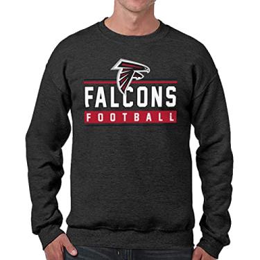 Imagem de Team Fan Apparel Moletom de gola redonda NFL Adult True Fan - Algodão Poliéster Fleece - Masculino e Feminino - Mantenha-se aquecido e represente seu time (Atlanta Falcons - Preto, Adulto Pequeno)