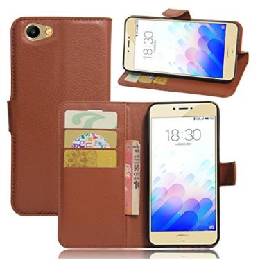 Imagem de Capa carteira MEIZU MX, capa carteira flip de couro PU premium com compartimento para cartão, suporte e fecho magnético [capa interna à prova de choque de TPU] Compatível com MEIZU MX