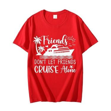 Imagem de Friends Don't Let Friends Cruise Alone camiseta feminina casual manga curta moda viagem férias camiseta top, Vermelho, XXG