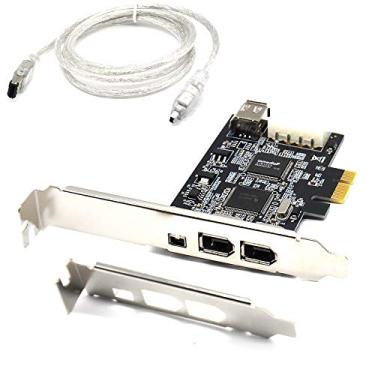 Imagem de Placa Padarsey PCIe Firewire para Windows 10, controlador PCI Express IEEE 1394 4 portas (3 x 6 pinos e 1 x 4 pinos), adaptador Firewire 800 1394a para Windows 7/8/Mac OS com suporte de perfil baixo e