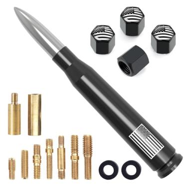 Imagem de Antena de carro caminhão com tampa de haste de válvula design de bandeira americana, mastro universal de substituição de antena curta para Ford F150 F250 F350 Super Duty Raptor Dodge GM Chevy