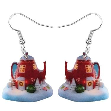 Imagem de DALANE Brincos de Natal de acrílico engraçados para casa de doces, presentes para mulheres e meninas, 29mm x 26mm, Zinco, Sem pedra preciosa