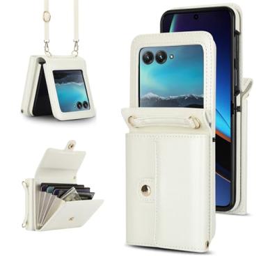 Imagem de Capa de telefone para Motorola Razr 40 Ultra/Moto Razr Plus 2023 capa carteira com alça de pulso transversal com suporte para cartão de crédito com suporte para celular com bloqueio RFID Razr+ + 5G