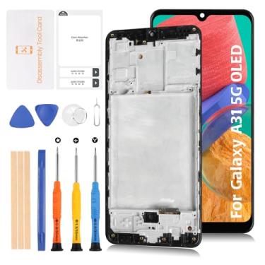 Imagem de Olivechard Tela LCD OLED A31 5G A315 + Moldura para Samsung Galaxy A31 5G SM-A315F/G/DS 16.3 cm LCD Screen Display Touch Kit de Montagem Digitalizador (Prism Crush Preto)