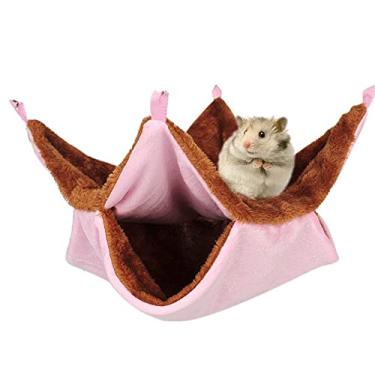 Imagem de Rede para ratos Cama Quente de Pelúcia Dupla Grossa para Casa de Hamster Saco de Dormir Canteiros de Árvore Pendurados Gaiola de Hamster Porquinho da Índia (Pele Rosa)