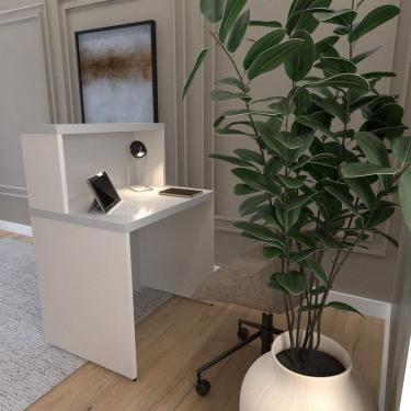 Imagem de Balcão De Atendimento Para Recepção - Pequeno 80cm de Largura Branco/Cinza Cristal