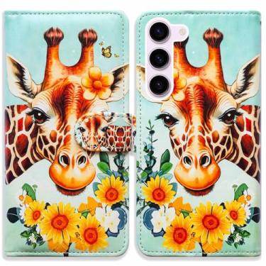 Imagem de Beaucov Capa com bloqueio de RFID para Galaxy S23 FE, capa carteira flip de couro de abelha flores de girafa com suporte para cartão e suporte para Samsung Galaxy S23 FE