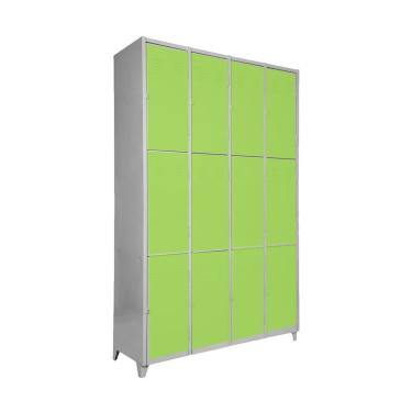Imagem de Armário Roupeiro Locker De Aço 12 Portas Vestiário Verde com Chave