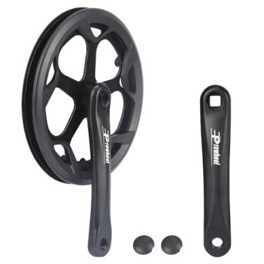 Imagem de WEEROCK Pedaleira Prowheel E Bike/Bike 1 peça/pedaleira única 52T com capa de corrente dupla de liga de alumínio, braço de 170 mm para velocidade única e bicicleta elétrica de 6/7/8 velocidades,