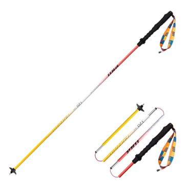 Imagem de AONIJIE 2 peças de mastro dobrável durável para trekking, leve Quick-Lock 7075 de liga de alumínio para cross-country, (amarelo vermelho, 120 cm)