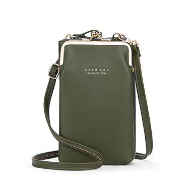Imagem de Bolsa tiracolo feminina pequena bolsa para celular carteira de cartão clutch bolso de viagem, Verde, Large