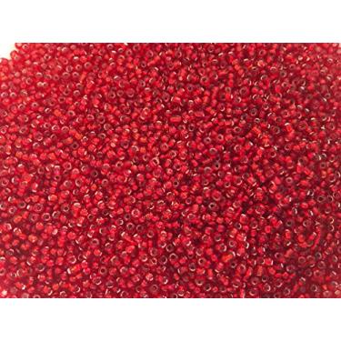 Imagem de Grânulos de semente de vidro tchecos cor vermelha prata forrado tamanho: 11/0 50 g / 1,76 oz