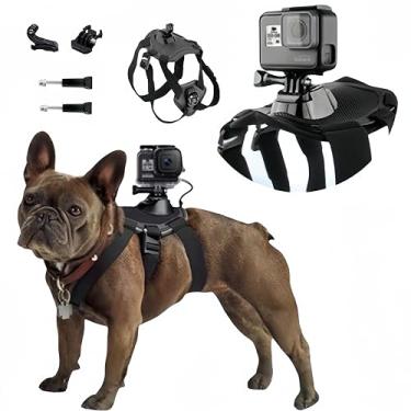 Imagem de Peitoral para cães Gopro, com 2 bases de montagem, macio ajustável para cães pequenos, médios e grandes para GoPro 12 11 10 9 8 7 6 5 4 3, para DJI Osmo Pocket Camera e Insta360