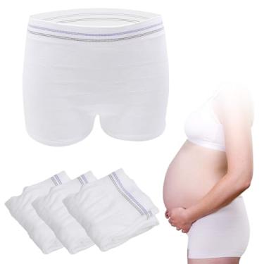 Imagem de Calcinha de malha pós-parto cintura alta descartável pós-baía cesariana recuperação de recuperação de maternidade para mulheres, branco-pacote com 3, Branco, Medium/Large