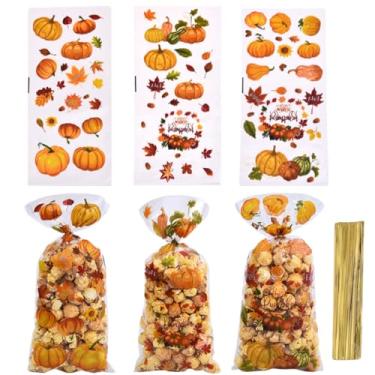 Imagem de fjygwx13 50 unidades de sacolas de presente de celofane para celofane de Ação de Graças, sacolas de plástico transparentes, 3 estilos