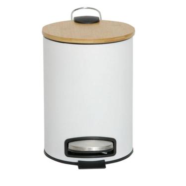 Imagem de Lixeira Pedal Bambu Branco Mimo  ALX23282