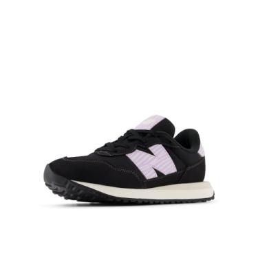 Imagem de New Balance Tênis infantil unissex 237 V1 com cadarço, Preto/Lilás Glo, 18