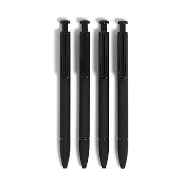 Imagem de U Brands Canetas esferográficas Midnight Monterey, 4 unidades, toque macio preto, detalhes pintados em preto, ponta arrojada (1,0 mm), tinta preta