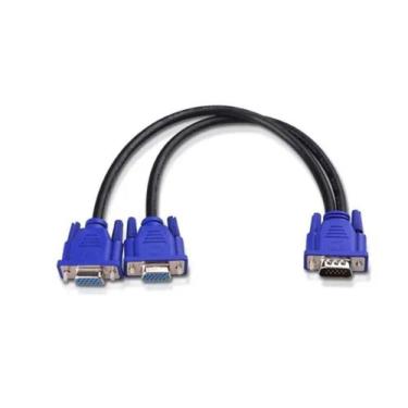 Imagem de Cabo Vga Vídeo Y Divisor 20cm Splitter Conecta 2 Monitores ( 2 TELAS I