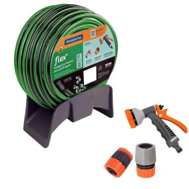 Imagem de Mangueira de Jardim 20 Metros com Suporte e Hidropistola TRAMONTINA