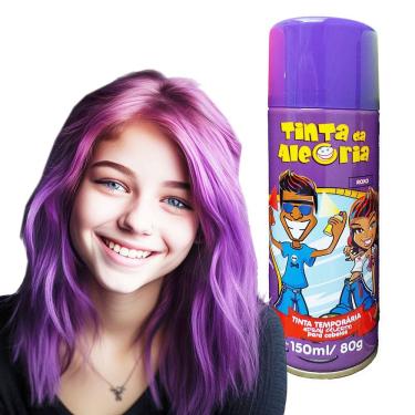 Imagem de Tinta para Cabelos Spray da Alegria 150 ml + Giz Colorido Tintura Temporária 6 Cores