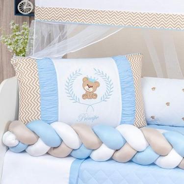 Imagem de Kit Berço Americano Trançado Teddy 11 Pcs Protetor Bebe Quarto Decoraç