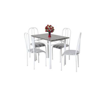 Imagem de MESA DE JANTAR cozinha 1.00 metro com 4 CADEIRAS tampo GRANITO Madrid 