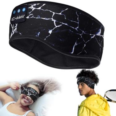 Imagem de LC-dolida Fones de ouvido Bluetooth para dormir, faixa de cabeça com música sem fio, fones de ouvido com alto-falantes estéreo HD finos perfeitos para pessoas que dormem de lado, esportes, ioga, viagens (preto frio)
