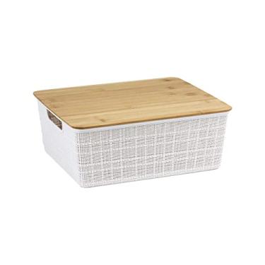Imagem de Oikos - Caixa Organizadora 12L com Tampa de Bambu Branca