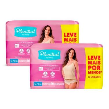 Imagem de Kit 2 Roupa Íntima Plenitud Femme Tamanho G/XG com 16 Unidades cada