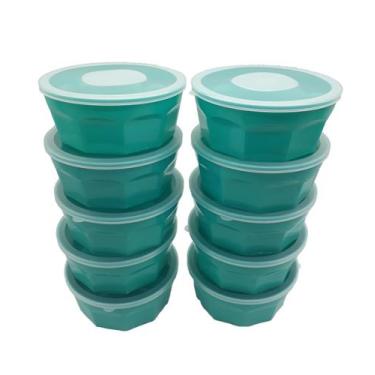 Imagem de 10 Potes Oitavados Com Tampa Marmita Sobremesa 700 Ml Verde - Dehaus