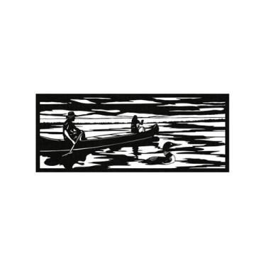 Imagem de Quadro Decorativo Preto Mdf Barco Pescadores 40X20Cm - Doce Arte Em Ma