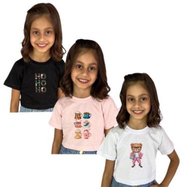 Imagem de Kit 3 Cropped Para Meninas Estampado Algodão Qualidade Preço Top - AK 