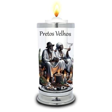 Imagem de Protetor de Velas 7 dias Pretos Velhos Copo Vidro Castiçal  - Balaio d