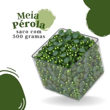 Imagem de Meia Pérola Verde Musgo - 06 Mm Pacote Com 500 Gramas - Nybc