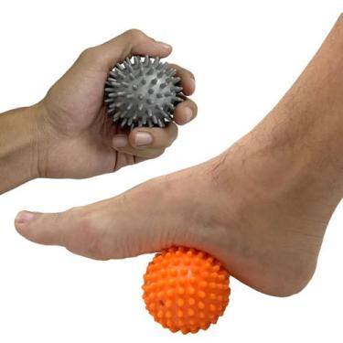 Imagem de Conjunto Rolo e Bola Massagem Mãos e Pés Vollo VP1059 Cinza e Laranja