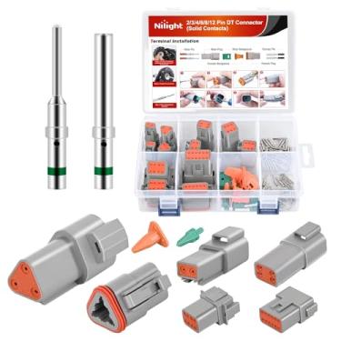 Imagem de Nilight 2 3 4 6 8 12 pinos DT kit conector 3 conjuntos tamanho 16 contatos sólidos à prova d'água macho fêmea terminal para 14-20 AWG série DT conector carro caminhão motocicleta veículos off-road