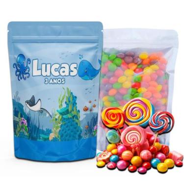 Imagem de Kit Festa Com 5 Saquinhos Em Pé 12x19cm Vários Temas - Mundo da Bina, 