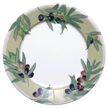 Imagem de Conjunto de 8 pratos de papel para salada com ramos de oliva da Entertaining with Caspari, sálvia