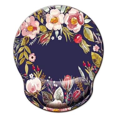 Imagem de Mouse pad com suporte de pulso, mouse pad ergonômico com almofada de descanso de pulso de espuma de memória, base de borracha antiderrapante mouse pad para jogos em casa, escritório, computador, laptop, flores