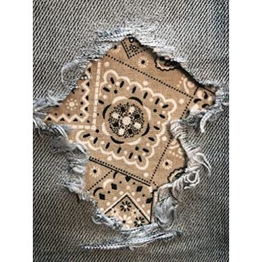 Imagem de Patches de tecido bandana Peek-A-Boo Iron ON da Holey Patches em cores/tamanhos variados (castanho/cáqui, 10 x 17,78 cm (conjunto de 2))