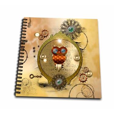 Imagem de Livro de desenho 3D Rose Steampunk fofo coruja em uma moldura com relógios e engrenagens